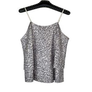 Lamorena Leopard Sequin Sleeveless Layered Tank Top XL NWT
